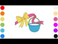 Ribbon Bow with Easter Basket Cute Coloring Page