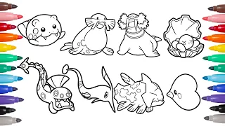Coloring Spheal, Sealeo, Walrein, Clamperl, Huntail & More | Pokémon GEN 3 Pokédex