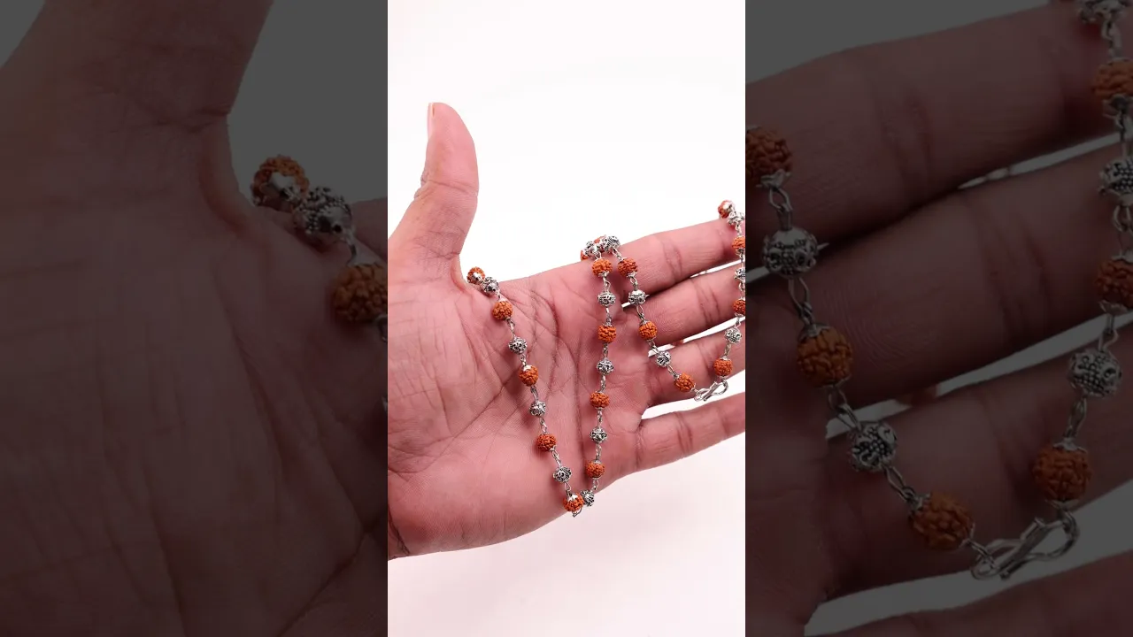 Silver OM Rudraksha Mala for Peace, Protection & Spiritual Growth