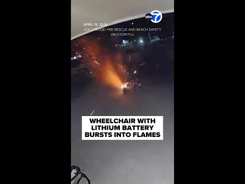 Wheelchair with lithium battery bursts into flames