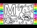 ABC Alphabet Coloring Pages for Kids M is for Monkey Fun ABC Coloring Pages with Colored Markers