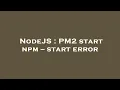 NodeJS PM2 start npm -