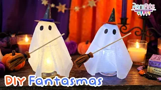 ¡Haz tu propia LÁMPARA DE FANTASMA FÁCIL! 👻 Idea súper bonita de Decoración DIY 🕯️✨