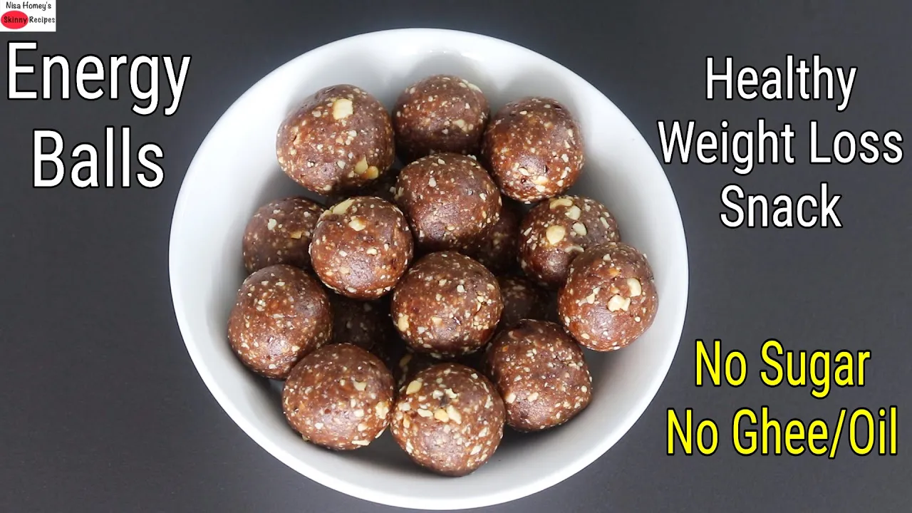 Healthy Energy Balls No Sugar No Ghee/Oil Weight Loss Snack Recipe - Energy Laddu   Skinny Recipes