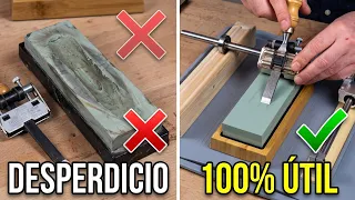 Esta guía de afilar formones APROVECHA mejor la superficie de las piedras de afilar