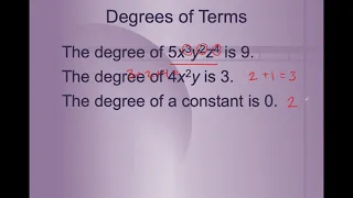 Algebra 1 Lesson 9 1 - Classifying and Evaluating Polynomials