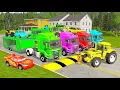 Download Lagu Flatbed Truck McQueen | Transportation with Truck - Pothole vs Car #30 | BeamNG.Drive Gameplay