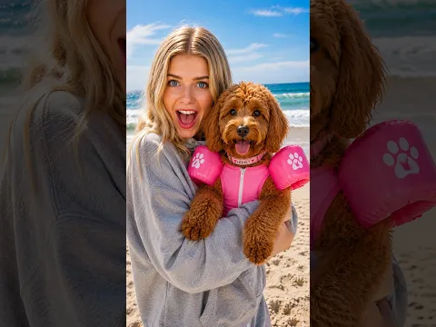 My Puppy’s First Beach Trip! 🏖️