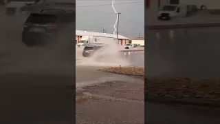 Lightning Strikes while 1st Street US Highway 50 Flash Floods in La Junta Colorado