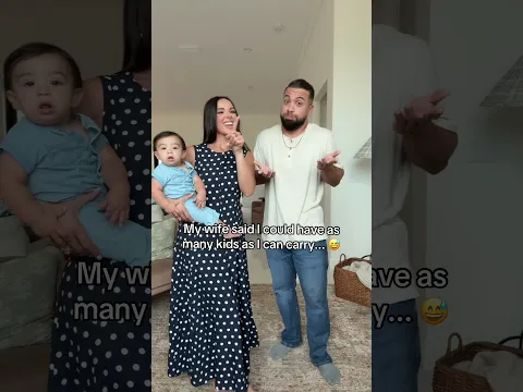 Do you guys think he can carry a few more?! 😂 #mom #dad #baby #family
