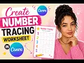 How to create number tracing worksheet in canva Tutorial