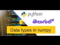 Datatypes in Numpy-TELUGU Numpy Datatypes Datatypes-Numpy Python Tutorial for beginner Coding Tricks