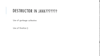 Lecture 4 Constructor vs Destructor in JAVA