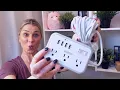 Flat Plug Extension Cord 25 ft NTONPOWER Power Strip Long Cord 6 Outlets 4 USB Ports
