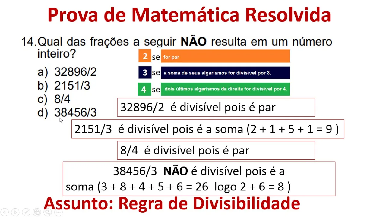 Regra de Divisibilidade COMCAP IESES Gari Q14 2017 Matemática Resolvida Passo a Passo