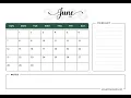 June 2026 Calendar Printable A4 US Letter Portrait Landscape Free PDF Download June 2026