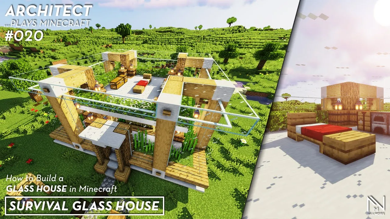 Minecraft: How to Build a Glass House Tutorial