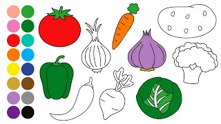 VEGETABLES - Learn To Draw and Color for Toddlers