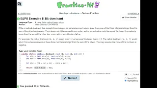 Java Practice It Exercise 5 15 dominant method basics return int parameters Math class