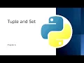 Introduction to Tuple and Set in Python Chap6