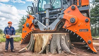 Extreme Dangerous Fastest Big Chainsaw Cutting Tree Machines | Monster Stump Removal Excavator #115