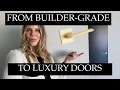 FROM BUILDER-GRADE TO LUXURY INTERIOR DOORS Black Interior Doors Satin Brass Hardware EMTEK