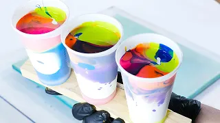 Painting with 3 Cups at Once | Dirty Pour technique