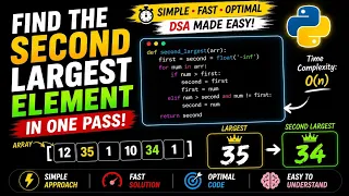 Find the Second Largest Element in an Array Python DSA Tutorial O N Solution