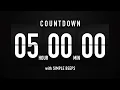 5 Hour Countdown Timer Flip Clock with Simple Beeps