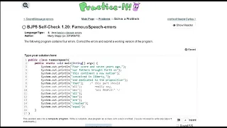 Java Practice-it Introduction to Java Programming Self-Check 1 20 FamousSpeech-errors