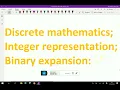 Discrete mathematics - Binary expansion Solving problems