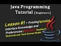 Java Programming Tutorial Series for Beginners - Lesson 1 print keyboard shortcuts dark mode