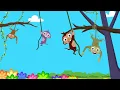 Five Little Monkeys Jumping On The Bed Song  | The Monkey Song | HooplaKidz Nursery Rhymes