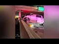 Pickup truck launches off overpass in violent 210 crash