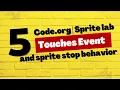 Coding for kids - Touches Event and sprite stop behaviors in code org sprite lab