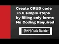 How to generate CRUD code for PHP frameworks - Codeigniter Laravel CakePHP Core PHP