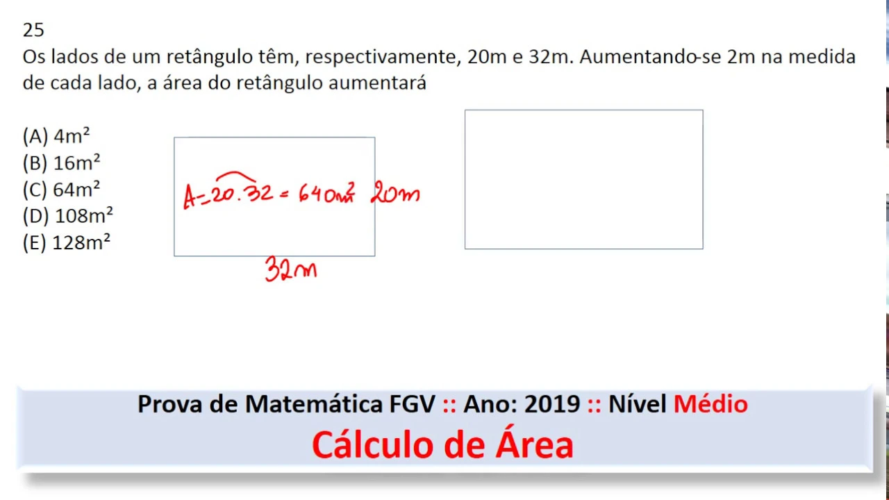 Cálculo de Área   Proporção #FGV Q25 2019 Prova de Matemática #Concurso #Médio