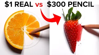 $1 REAL vs $300 Pencils 3D Drawing Illusions! Test Your Brain