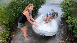 Using our Dinghy to Move our Engineless 41′ Sailboat thru a Tight Channel ( Litzenbergers Ep.115)