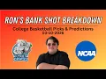 College Basketball Picks Predictions Today 26 Ron s Bank Shot Breakdown