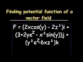 finding potential function of gradient vectors in three variables