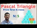 Pascal Triangle - print first N Rows Leetcode Java Hindi Question 2