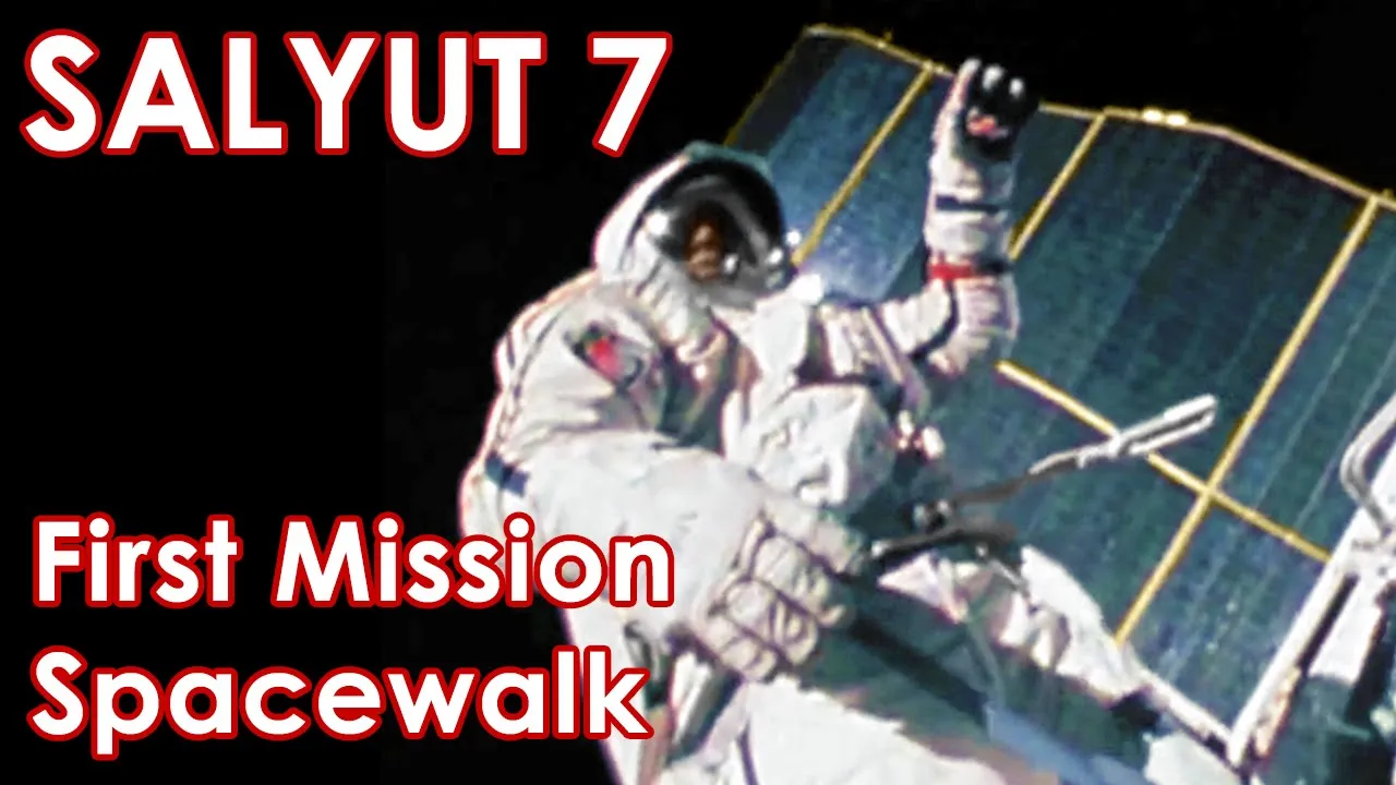 SALYUT 7 - First Spacewalk - Real Speed, Stabilized Footage (1982) - Russian Space Station