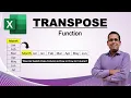 Transpose Function in Excel in Hindi