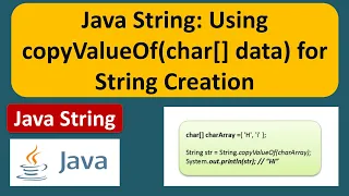 Java String Using copyValueOf char data for String Creation Java Tutorial