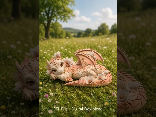 Peach Baby Blossom Dragon STL File for 3D Print video thumbnail
