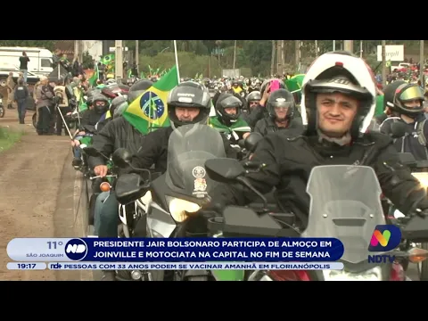 Presidente Jair Bolsonaro participa de almoço em Joinville e motociata em Florianópolis