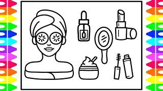 How to Draw Spa Day Beauty Makeup Items for Kids 💅🧴💜💚💛💗 Beauty Salon Spa Coloring and Drawing Pages