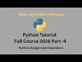 Python Tutorial Part-4 Python Assignment Operators Learn Python for Beginners Kannada