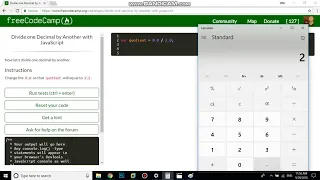 Divide one Decimal by Another with JavaScript free code camp Dani